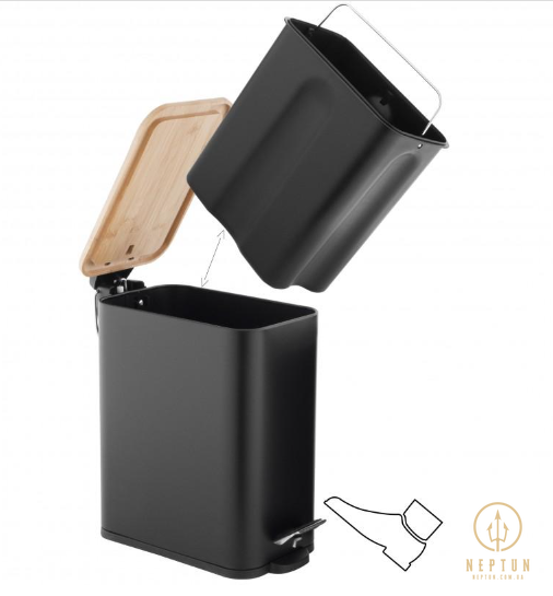 Кошик для сміття YOKA MOBY BLACK BAMBOO 5л. для ванної кімнати CH.MOBY-5-BLK фото