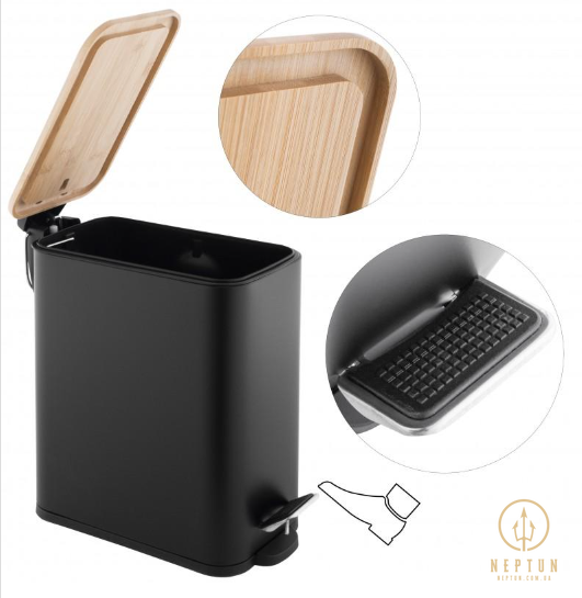 Кошик для сміття YOKA MOBY BLACK BAMBOO 5л. для ванної кімнати CH.MOBY-5-BLK фото
