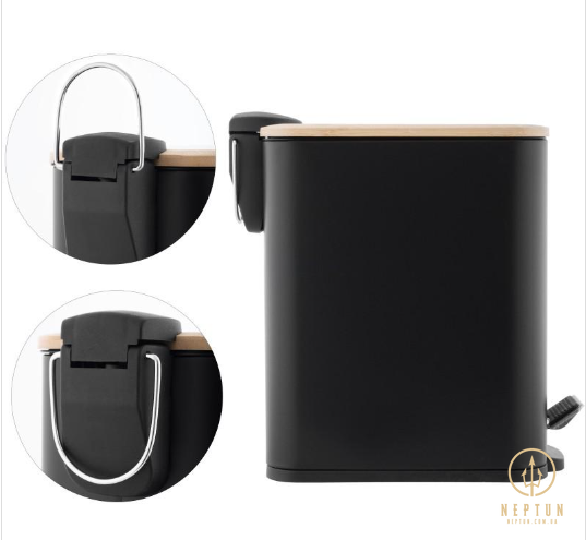 Кошик для сміття YOKA MOBY BLACK BAMBOO 5л. для ванної кімнати CH.MOBY-5-BLK фото