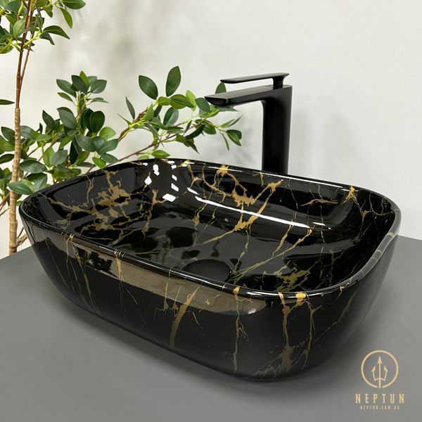 Умивальник накладний VBI RAVENNA MARBLE BLACK GLOSSY (VBI-011207) VBI-011207 фото