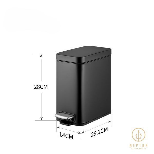 Відро для сміття з плавним закриттям прямокутне Mixxus Premium Quadro-TC0105 Black 5 л колір чорний (MI7061) MI7061 фото