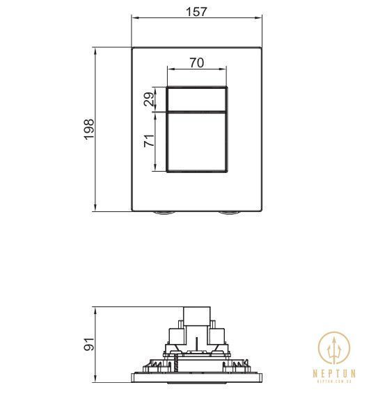 Панель смыва пластиковая Koer KT-0607-05 157x198x3mm, кнопка квадратная (KR5346) KR5346 фото