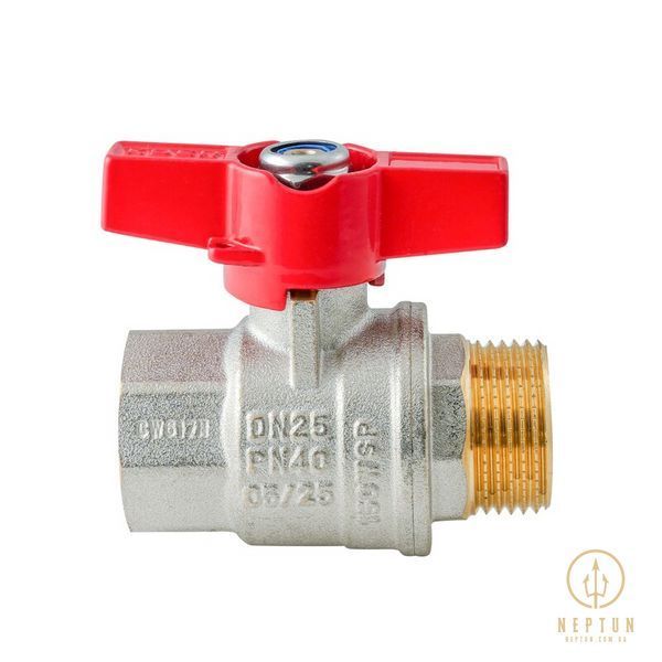 Кран кульовий ГШМ Koer Extreme KE.218-25 - 1" FM ручка "метелик" червона (KR5761) KR5761 фото