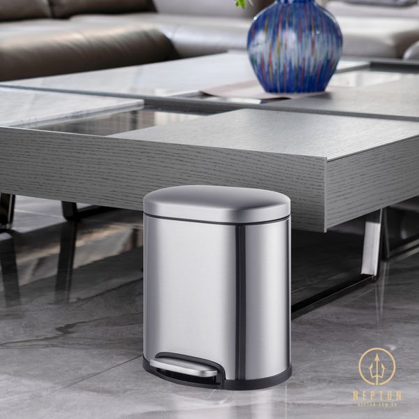 Відро для сміття з плавним закриттям овальне Mixxus Premium Topper-TC0205 SS Color 5л колір нержавійка (MI7059) MI7059 фото