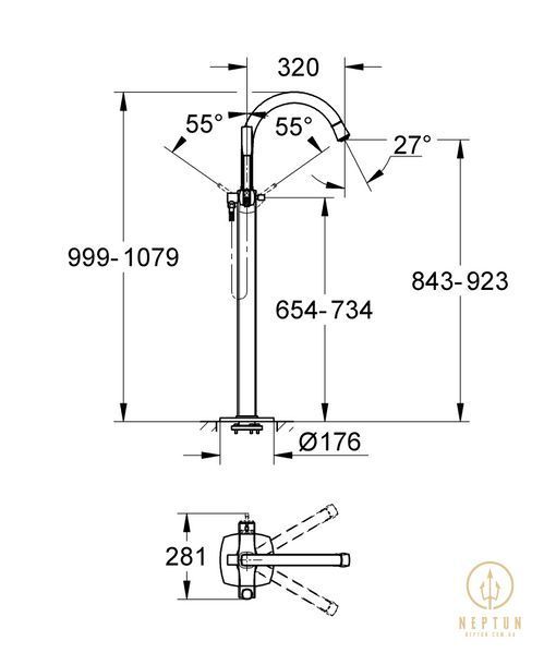 Підлоговий змішувач для ванни Grohe Grandera (23318000) 23318000 фото