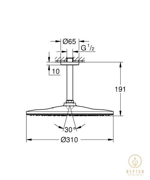 Верхній душ з стельовим кронштейном Grohe Rainshower Mono (26560000) 26560000 фото