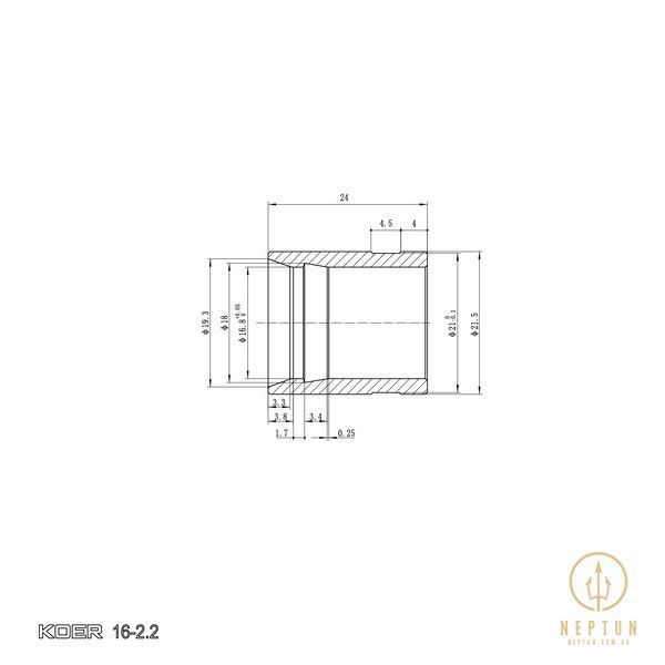 Гільза монтажна насувна Koer KA.S16 - 16-2.2mm (KR4899) KR4899 фото