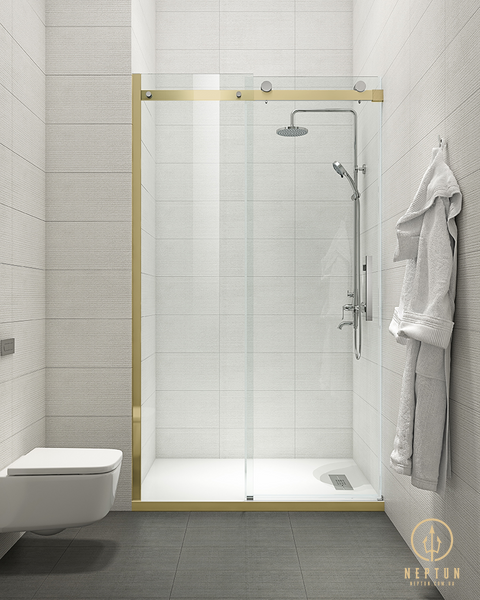 Дверь в нишу Koer SR SD01-120x200-TR-12 прозрачное стекло Easy Clean 8мм, матовое золото (KR5377) KR5377 фото