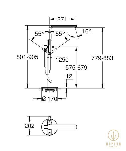 Одноважільний змішувач для ванни, підлогового монтажу Grohe Lineare New (23792001) 23792001 фото