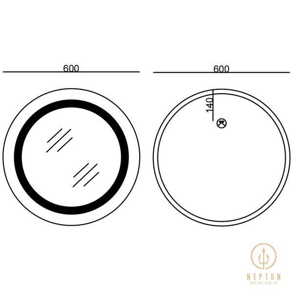 Дзеркало Mixxus Plain MC02-60 (годинник, Led-підсвічування, антизапотівання) (MI6012) MI6012 фото