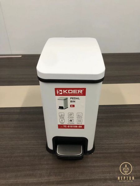 Мусорное ведро с плавным закрытием прямоугольное Koer TC-010108-08 8 л цвет белый (KR5592) KR5592 фото