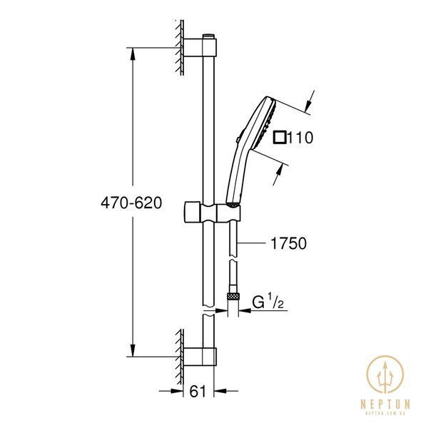 Набір для душу Grohe Tempesta Cube 110 2 режими (27578003) 27578003 фото