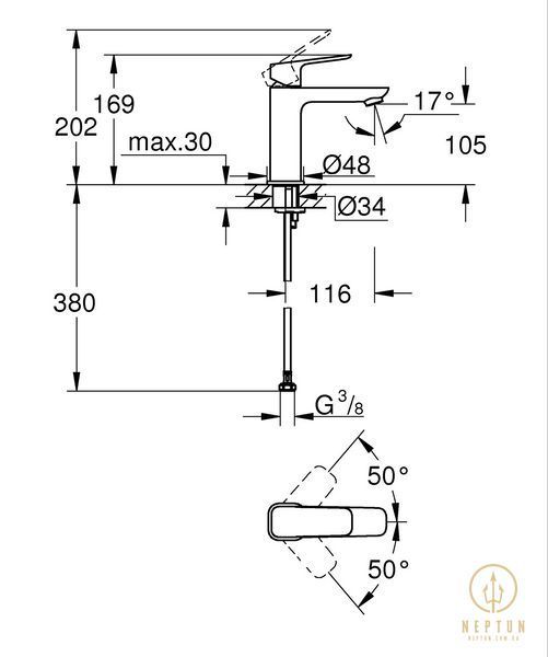 Одноважільний змішувач для раковини M-розміру Grohe Cubeo (1017550000) 1017550000 фото
