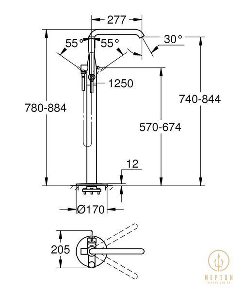 Змішувач для ванни підлоговий Grohe Essence 25248KF1 (чорний матовий) (25248KF1) 25248KF1 фото