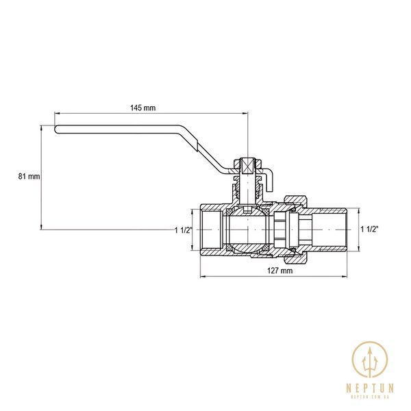 Кран з американкою Koer KR.229 - 1 1/2" ручка важіль (KR5664) KR5664 фото