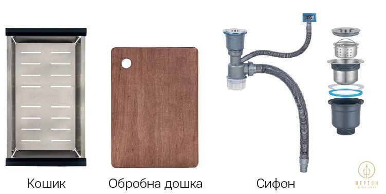 Мийка для кухні ZERIX ZH8045-SET-05 NANO-SILVER (3.0/0.8) з нерж. сталі SUS304, комплект (колір нержавійка) (ZM5586) ZM5586 фото